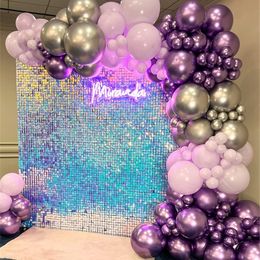 Autres fournitures de fête d'événement 8pcs / lot Panneau de toile de fond de paillettes de mur scintillant Bling Panneaux carrés Décor d'anniversaire de mariage 30x30cm P o 230228