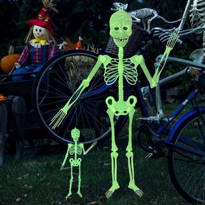Andere Evenement Feestartikelen 90/32cm Gloeiend in het donker Skelet Halloween Decoraties voor Thuis Hangende Lichtgevende Schedel Buiten Halloween Decor Q231010