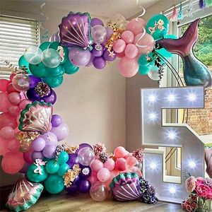 Andere evenementenfeestjes 97PCS Mermaid Tail Shell Balloon Boog onder de zeemeermin Verjaardagsfeestje Decoratie Kinderen Balon Wedding Baby Shower Decor 220916