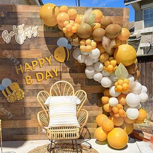 Autres fournitures de fête d'événement 97pcs moutarde ballons jaunes Garland Bee Baby Shower Balloon Gender Reveal Boho Bridal Wedding Decor 230812