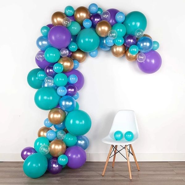 Autres fournitures de fête d'événement 98 pièces violet bleu ballons en latex guirlande ensemble thème sirène pour bébé douche enfants filles anniversaire décor 230802