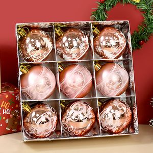 Autres Fournitures De Fête D'événement 9Pcsbox 6cm Or Rose Boule De Noël Décoration Elk Santa Boules De Noël Pendentif Pour Arbre De Noël Maison Suspendu Ornement Année 230809