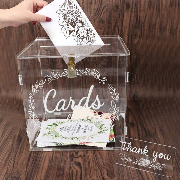 Otros suministros para fiestas de eventos Caja de tarjetas de boda de acrílico con ranura para cerradura Cajas de dinero resistentes Titular Regalo decorativo Colección de sobres 230824