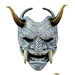 Andere evenementenfeestjes ADT Uni Halloween Face Maskers Japanse Hannya Demon Oni Samurai Noh Kabuki Prajna Devil Mask Latex 220303 DHKN3
