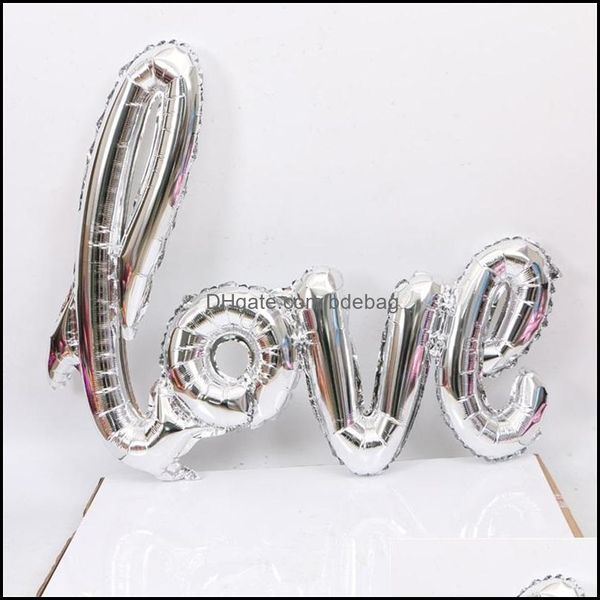 Autres fournitures de fête d'événement en aluminium film feuille lettre ballon lettres amour conjoint Saint Valentin anniversaire mariage mariée air bal Dhrzv