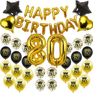 Autres fournitures de fête d'événement Amawill 80e anniversaire Décoration Ballons Kit Or Argent 80 ans Fournitures de fête Numéro 80 Homme Femme Joyeux anniversaire Décor 230923