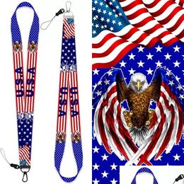 Andere evenementenfeestje Aangeboden Amerikaanse vlag mobiele telefoon lanyard accessoires mode lange stevige sleutelhanger hand touw drop levering home dhsty