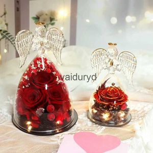 Autres fournitures de fête d'événements Angel Rose Figurines Cadeaux pour femmes Valentine Cadeau préservé réel en verre Grand-mère Maman Fête des mères Flowersvaiduryd