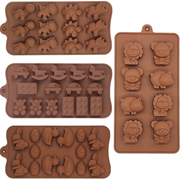 Autres fournitures de fête d'événement Moule à chocolat animal Dinosaure Dessin animé Silicone Hippo Ours Cheval de Troie Convient aux outils de cuisson de pâtisserie de glaçon de bonbons 230923