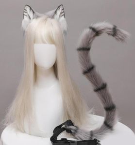 Otro evento Suministros para fiestas Anime Cosplay Props Orejas de gato y conjunto de cola Peluche Animal peludo Hairhoop Carnaval Disfraz Disfraz XM1258566