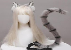 Otro evento Suministros para fiestas Anime Cosplay Props Orejas de gato y conjunto de cola Peluche Animal peludo Hairhoop Carnaval Disfraz Disfraz XM9861993