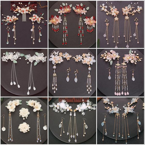 Autres fournitures de fête d'événement Antique Hanfu Coiffe Gland Step Shake Peignes à cheveux Clip de bord Costume complet Accessoires d'épingle à cheveuxAutre