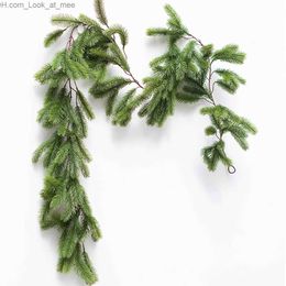 Andere evenementen Feestartikelen Kunstmatige kerstslinger Klimop Wijnstok Seizoensgebonden dennennaalden Cipres Garland Greenery Plant voor Kerstmis Thuis Halloween Winter Decor Q231010