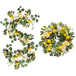 Autre événement fête fournitures artificielle citron rotin eucalyptus Rose mousse fruits vert plante décoration intérieure 230628