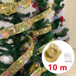 Autres fournitures de fête d'événement Aswesaw Décoration d'arbre de Noël 10m Ruban LED Guirlandes de lumières Ruban avec Navidad Année Décor à la maison 231030