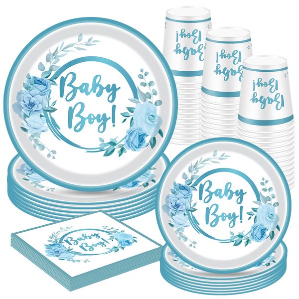 Otros suministros para fiestas de eventos Baby Shower para niños Sirven 10 platos, vasos, servilletas y pancartas Juego de vajilla desechable para Babyshower 230822