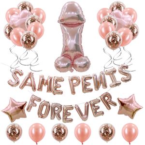 Andere evenementenfeestjes Leveringen vrijgezellendecoraties dezelfde penis voor altijd folie ballon set kip accessoires globos wiht rose gold confetti ballon 230504