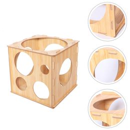 Autres fournitures de fête d'événement Boîte de ballon Tailleur de mesure Tailles de mesure pliables Taille Outil Cube Bois Assemblable Medidor De Modèle inachevé Diy 230221