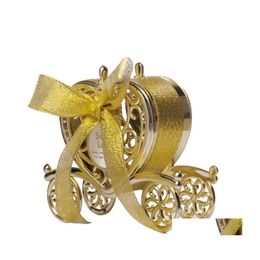 Otro Evento Suministros para fiestas Bardian Love Carriage Cajas de boda Color de metal Regalo Caja de chocolate de caramelo Plásticos Favores de fiesta románticos Dhlhw