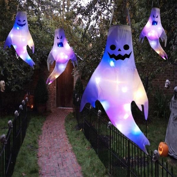 Otros suministros para fiestas de eventos Tamaño grande LED Luz exterior de Halloween Energía de la batería Esqueleto Fantasma Horror Mueca Accesorios de fiesta brillantes Decoración de Halloween 220829