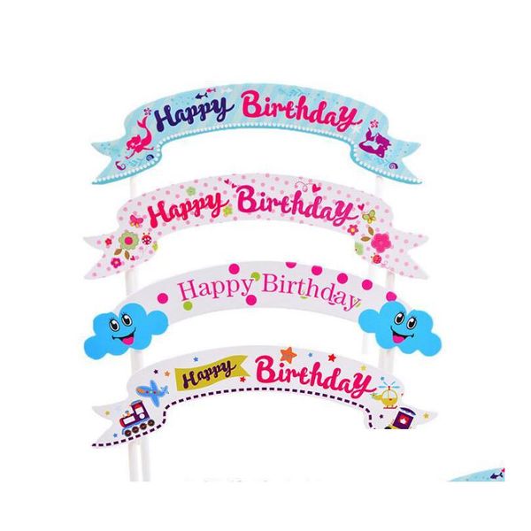 Autres fournitures de fête d'événement Fournitures de gâteau d'anniversaire Carte d'insertion de décoration de cuisson Drapeau Ballon de sirène DIY Ins DHS