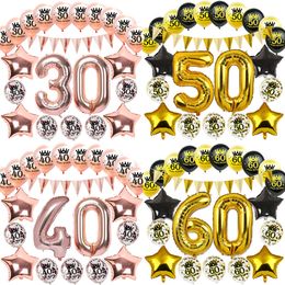 Andere evenementenfeestjes Verjaardag Verbeterbare confetti -nummer Ballonnen 18 21 30 40 50 60 70 80 90 Jaar decoratie volwassen cijfer helium Balons 230815