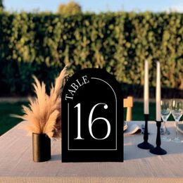 Otros suministros para fiestas de eventos Números de mesa de boda de acrílico negro con soporte Caligrafía acrílica Señalización de boda Soporte de número de mesa 230802