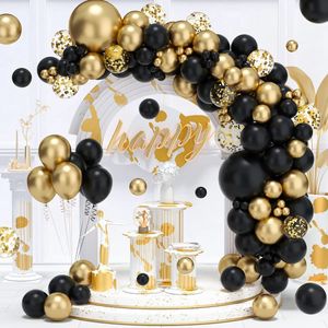 Autres fournitures de fête d'événement Black Gold Balloon Garland Arch Kit Confetti Latex Happy 30th 40th 50th Birthday Party Balloon Décorations Adultes Baby Shower 231005