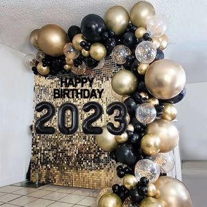 Andere evenementenfeestjes Black Gold Ballonnen Garland Arch Kit Jaar Decoratie Folie Afstudeerden Happy 30th 40th 50th Birthday Decor 230404