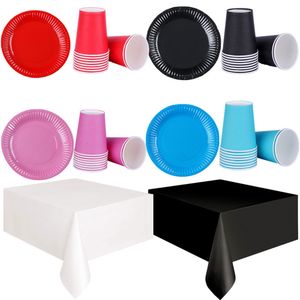 Autres événements Fournitures de fête Noir Rouge Jetable Gâteau Assiettes En Papier Tasse DIY Décoration Pour Enfants Anniversaire Mariage Baby Shower Vaisselle Suppl 230822