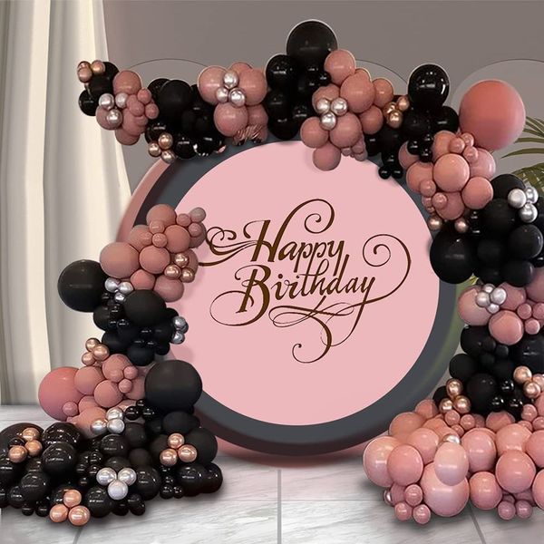 Otros suministros para fiestas de eventos Black Retro Dusy Pink Balloons Garland Arch Kit Doble relleno Ballon Gold Silver Happy Birthday Decor Boda Baby Shower 230705