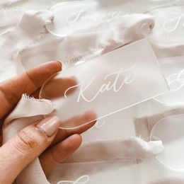 Autres fournitures de fête d'événement Blank Givré Acrylique Place Card Arch Étiquettes de bagages Invité de mariage Nom d'escorte Étiquette de cadeau Signe de siège réservé Miroir Or Argent 230901