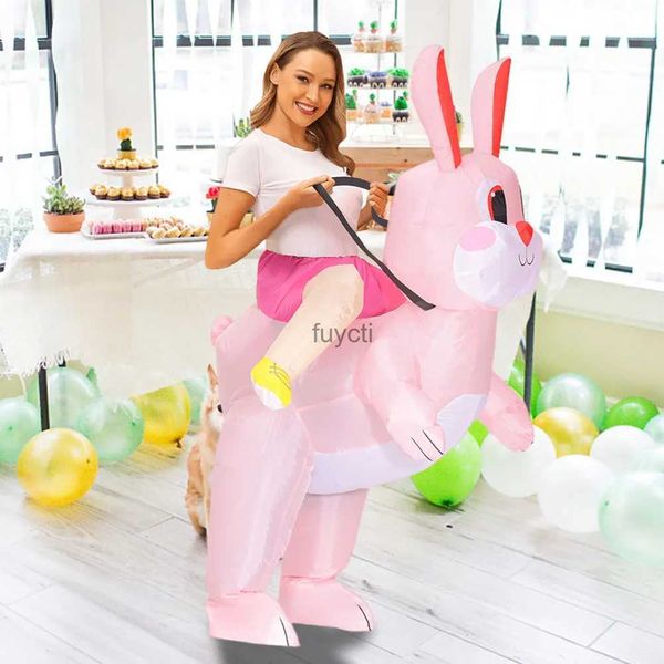 Autres fournitures de fête d'événement Blow Up Easter Hare Rabbit Body Enfants Adulte Lapin de Pâques Costume gonflable pour Halloween pour défilé de Noël / anniversaire YQ240116