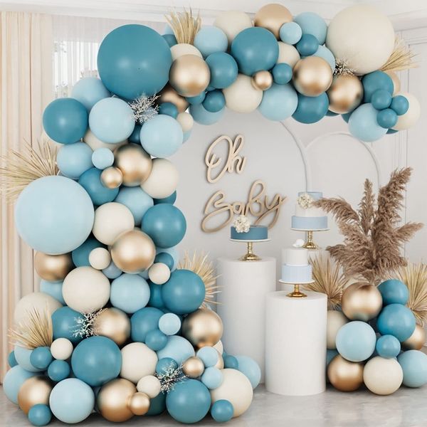 Autres fournitures de fête d'événement Blue Balloon Garland Arch Kit Joyeux anniversaire Décoration Baby Shower Globos Confetti Latex Baloon Mariage 230901