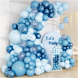 Autres fournitures de fête d'événement Kit d'arche de ballons bleus Métallique Bleu Confetti Ballon Guirlande Décorations de fête d'anniversaire Baby Shower Baptême Thème de mariage Décor 230923