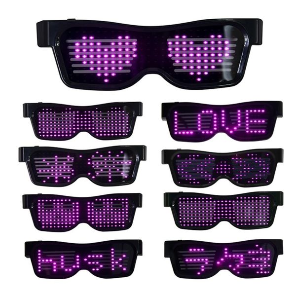 Otro evento Suministros para fiestas Bluetooth Programable LED Texto USB Carga Pantalla Gafas Dedicado Club nocturno DJ Festival Fiesta Juguete brillante Regalo 230926