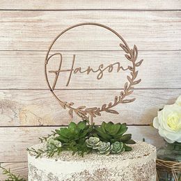 Otros suministros para fiestas de eventos Boho Floral Wedding Cake Topper Custom Cake Toppers Nombre personalizado Inicial Cake Topper Cumpleaños Despedida de soltera Aniversario 230217