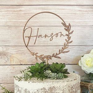 Ander evenement Feestartikelen Boho Floral Wedding Cake Topper Custom Cake Toppers Gepersonaliseerde Naam Initial Cake Topper Verjaardag Bruidsdouche Jubileum 230605