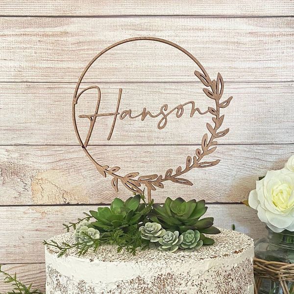 Autres fournitures de fête d'événement Boho Floral Wedding Cake Topper Custom Cake Toppers Nom personnalisé Initial Cake Topper Anniversaire Bridal Shower Anniversary 230605