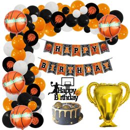 Autres fournitures de fête pour événements Bola Basket Tema Balon Rantai Memenangkan Piala Pesta Ulang Tahun Masukkan Baris Dekorasi Perlengkapan Set Kombinasi 230907