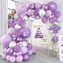 Andere evenementenfeestjes Vlinder Purple Balloon Garland Arch Kit Verjaardagsfeest Decoratie Baby Shower Bruiloft Baloon Decor 1e Birthd 230303