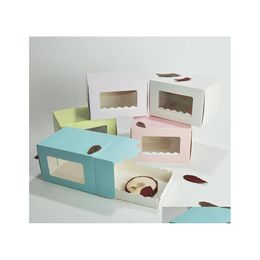 Autres fournitures de fête d'événement Boîte à gâteaux avec fenêtre Boîtes à rouleaux suisses Emballage de cuisson en papier kraft Mariage Anniversaire d'enfants Sn3314 Drop De Dhjjb