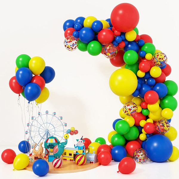 Otros suministros para fiestas de eventos Carnival Circus Balloons Arch Garland Kit Rojo Amarillo Azul Verde Ballon Circus Toy Paw Party Decoraciones de cumpleaños Rainbow Globos 230309