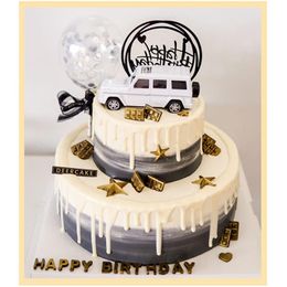 Autres fournitures de fête d'événement décorations de gâteau de voiture de dessin animé garçon fille joyeux anniversaire décors de cuisson bébé douche Topper enfants voitures-cadeaux