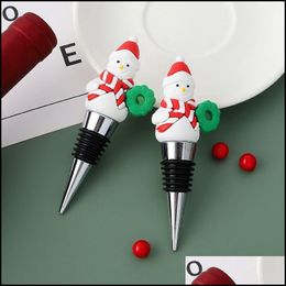 Andere evenementenfeestjes Cartoon Santa Party Wine Stoppers Bar Tools Kerstdecoraties Metal Champagne Corks Bottle Opener D Dhunb