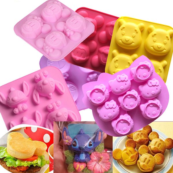 Autres fournitures de fête d'événement Moule de silicone de dessin animé pour la cuisson point ours souris chat cochon canard moule à savon au chocolat outil de décoration de gâteau animal cupcake topper 230923