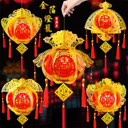 Andere evenementenfeestjes Chinees Gold Foil Spring Festival Lantaarn Red Fu Karakter Diy Handgemaakte kroonluchter Koop 1 Get 1 GRATIS 230206