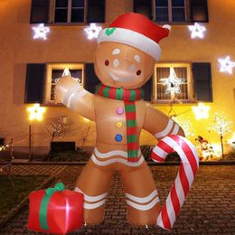Autres fournitures de fête d'événement Noël 24m gonflable bonhomme de pain d'épice avec bonbons lumières LED intégrées décoration de jardin extérieur ornement de Noël 231025