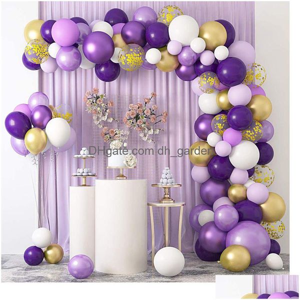Autre ￩v￩nement Fourniture de f￪te de No￫l Aron Purple Balloon Chain Suit Deep Gold Decoration Wedding Single Couronne Arc Drop dhgarden Dhyw7