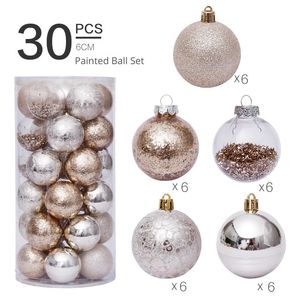 Otros suministros para fiestas de eventos Decoración de bolas de Navidad 6 cm / 30 piezas Bola transparente dorada Juego de bolas de Navidad Colgante para árbol de Navidad para el hogar 231027